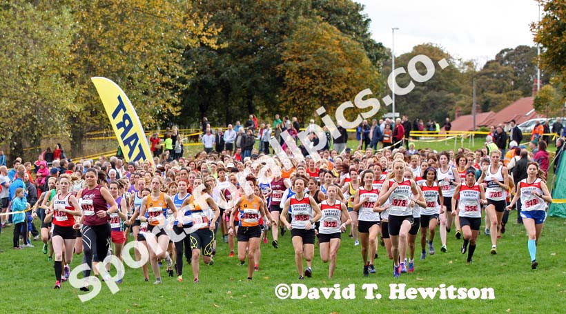 Start of the senior womens North East Harrier League, Blaydon. Photo: David T. Hewitson/Sports for All Pics